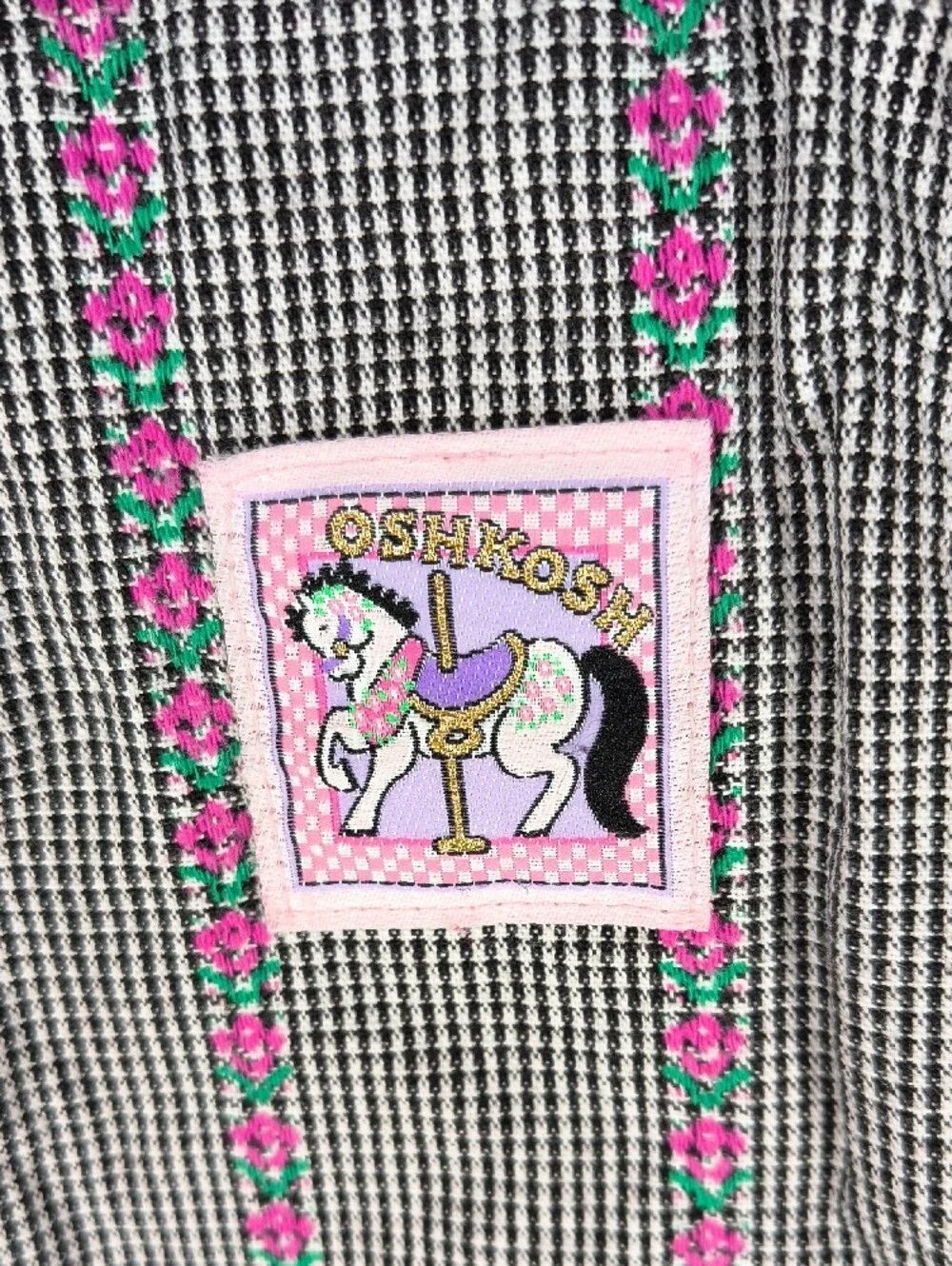 Vintage OshKosh B'gosh Pink Patterned Pinafore Dress And Top Made In USA 24 Mos